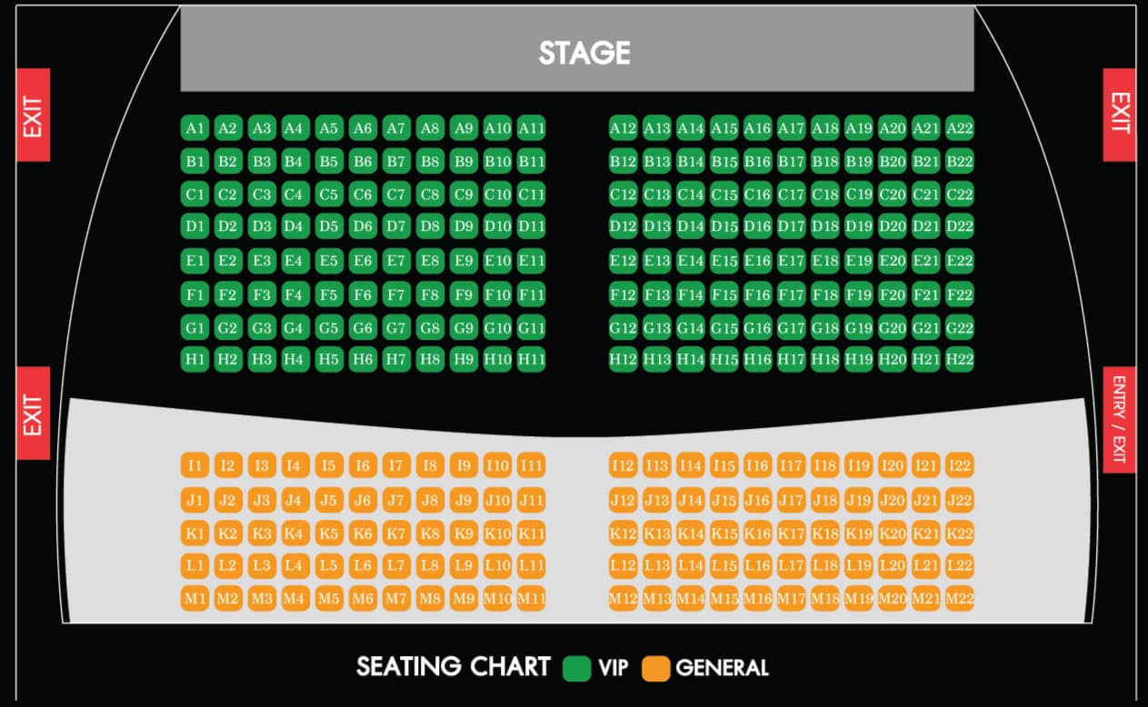 Siam Dragon Cabaret Show Seat Map