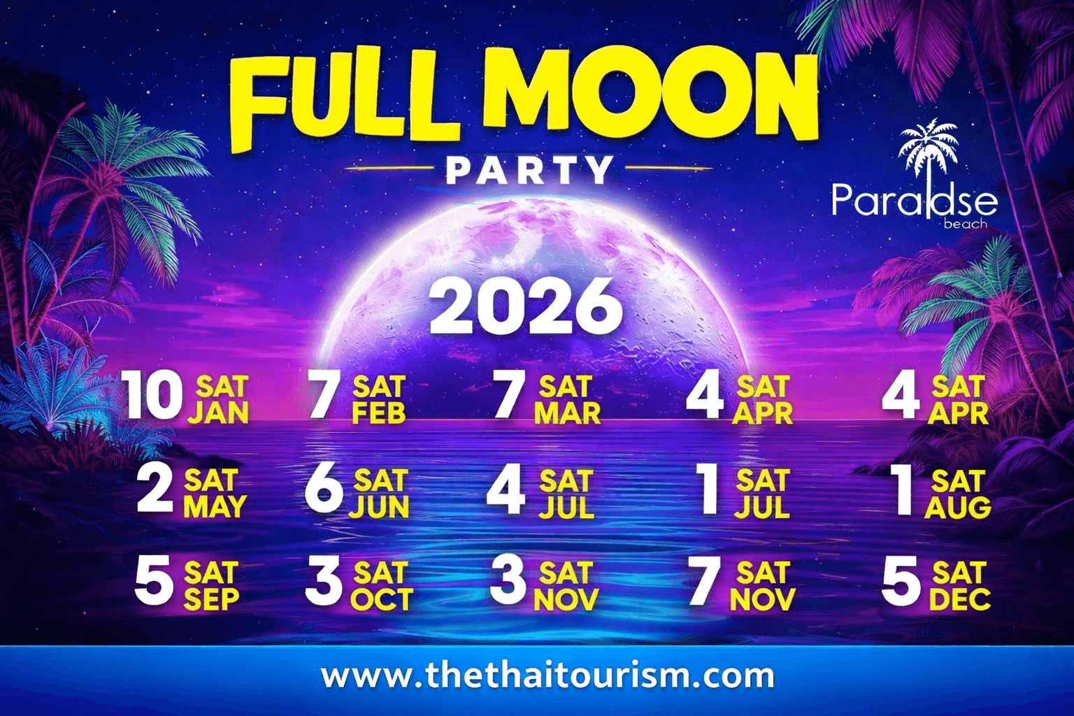 Full Moon Party Phuket Calender