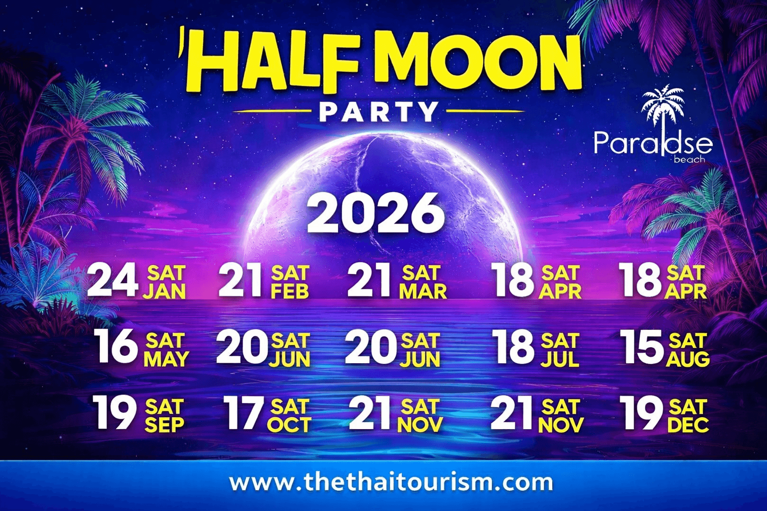 Half Moon Party Phuket Calendar