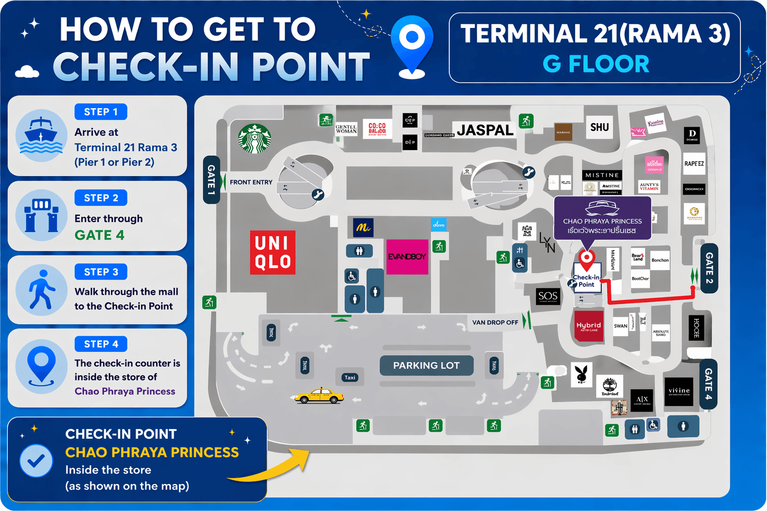 Chao Phraya Princess Cruise Terminal 21 Rama 3 Checkin